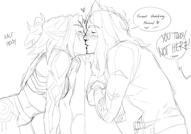 Sweetness between two lovers. Favorite Valorant ship fanart