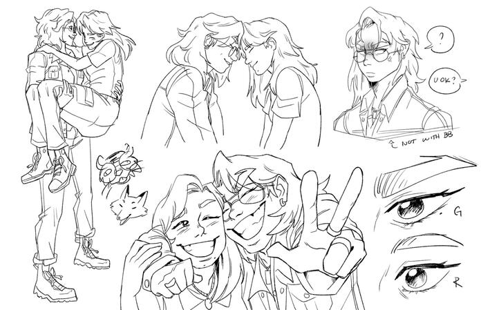 Art sheet I drew of me an dmy girlfriend