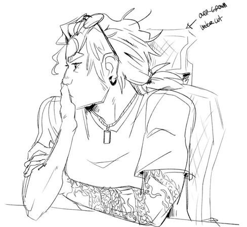 Warm sketch of myself trying to think of what to draw